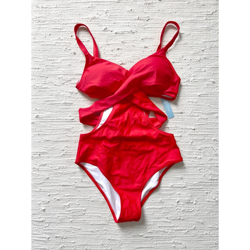 Cupshe Red Cutout One Piece Swimsuit with Moulded Cups